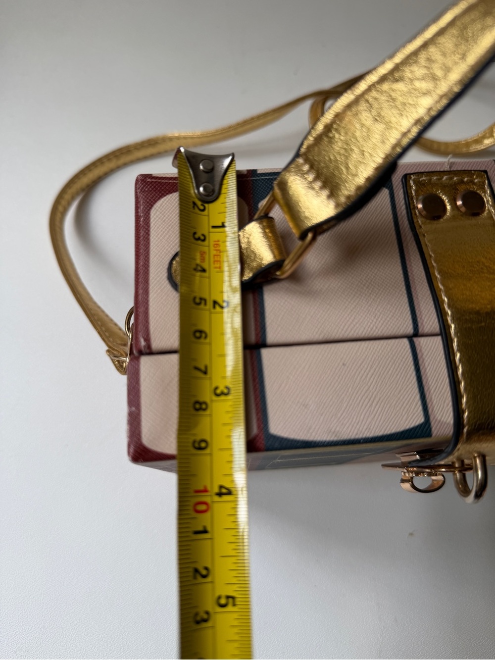 Book Box Crossbody Bag in Green, Burgundy, Blush & Gold - Picture 15 of 15